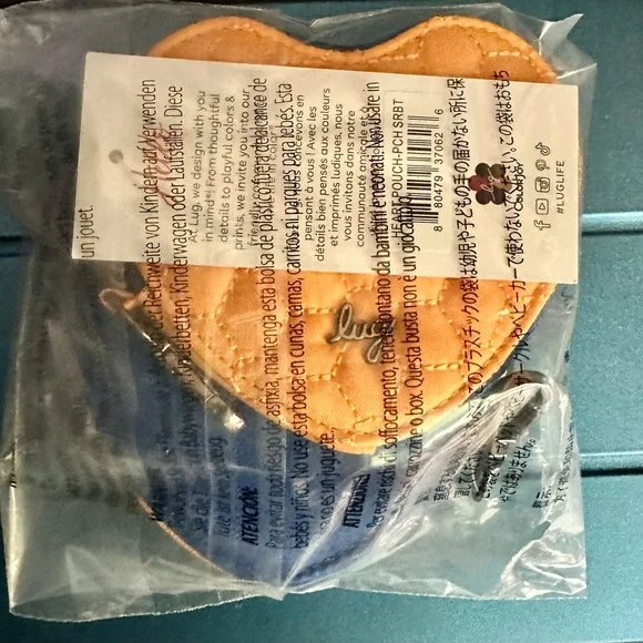 Lug Two-Tone Heart Pouch 2-pc set in Azure Blue/Peach Sorbet - Picture 5 of 5